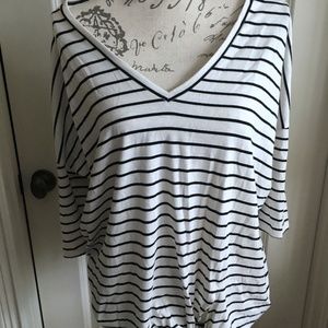 Express Striped Black & White Tie Shirt Tee